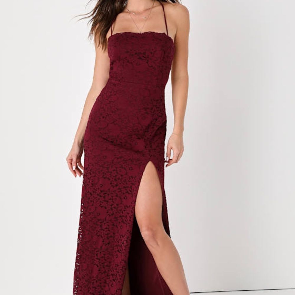 Lulus Loving Today Burgundy Lace-up Sleeveless Maxi Dress Red - Size S